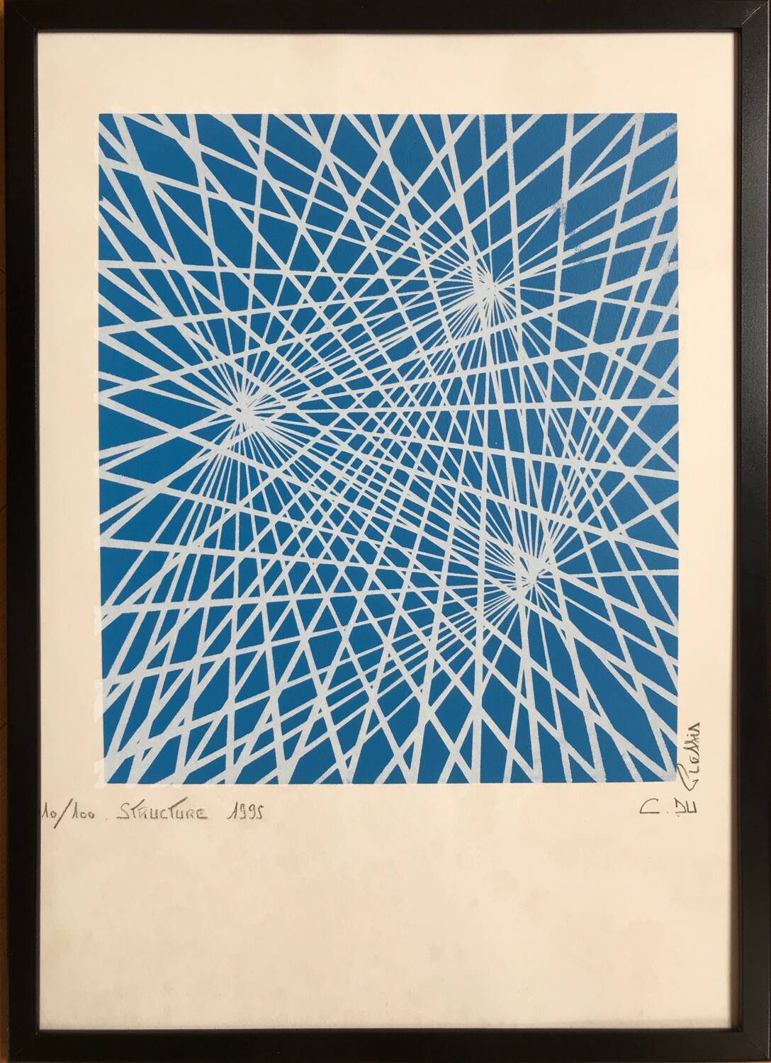 Lithographie originale de c.du plessis.structure,1996