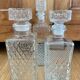 Set of 3 bottle vintage molded glass whiskey decanter