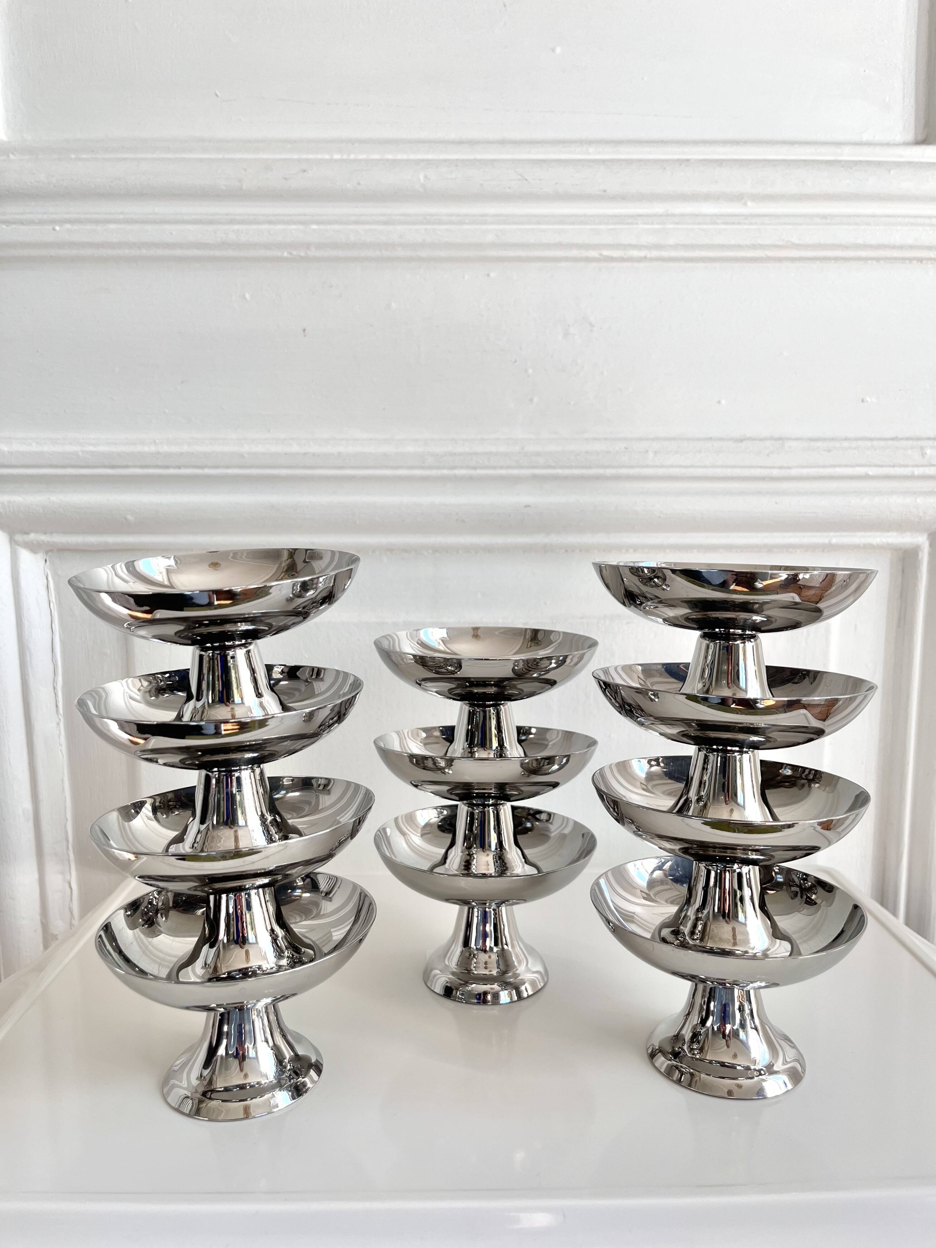 10 vintage stainless steel cups