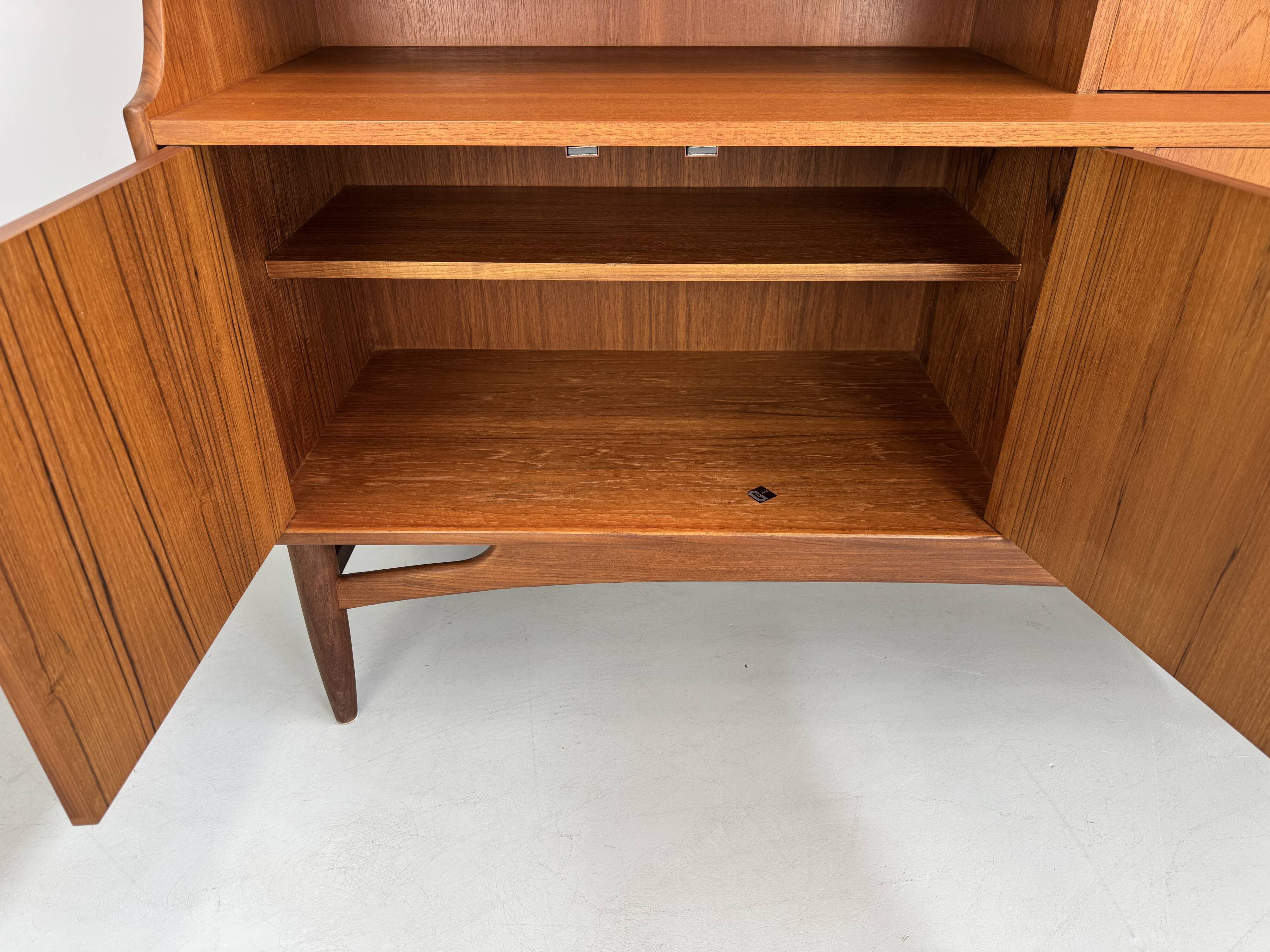Unique and rare vintage highboard/wall unit from the 1960s made of teak.