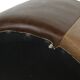 Vintage round pouf skai leather wood footstool brown pattern 44cm