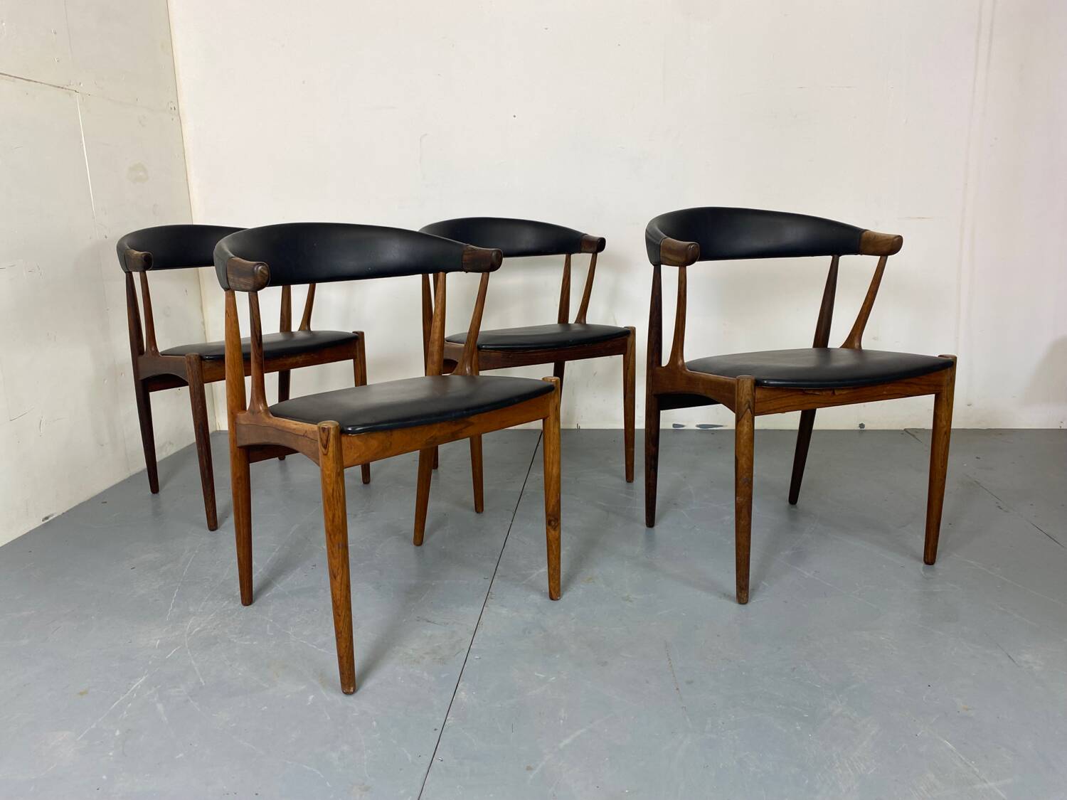 Chaises vintage en palissandre et skaï par Johannes Andersen pour Broderna Andersen, années 1960, lot de 4