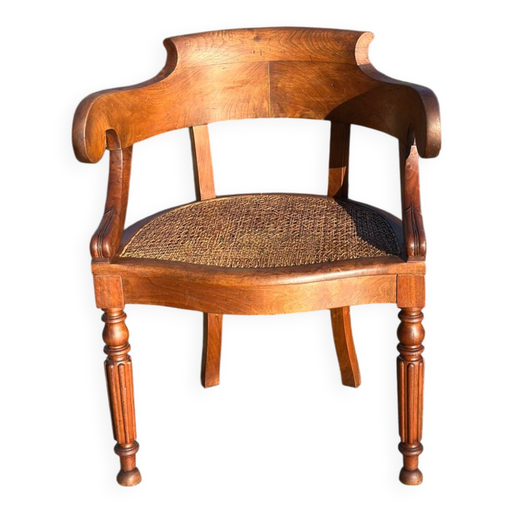 Elegant solid walnut office chair circa 1900.