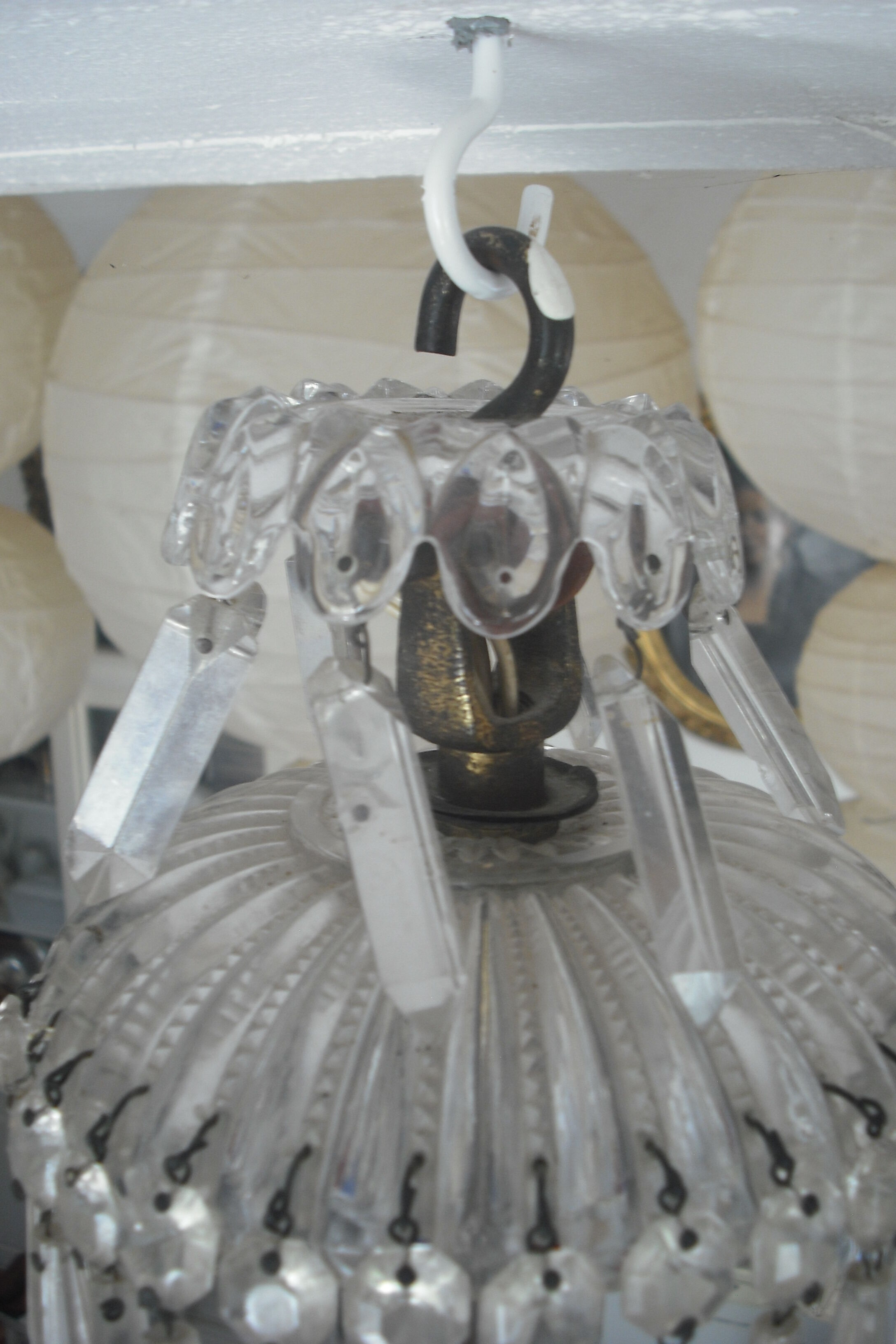 Crystal and bronze balloon chandelier 19th century