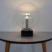 Large glass globe and marble table lamp from Erco, 1960s.