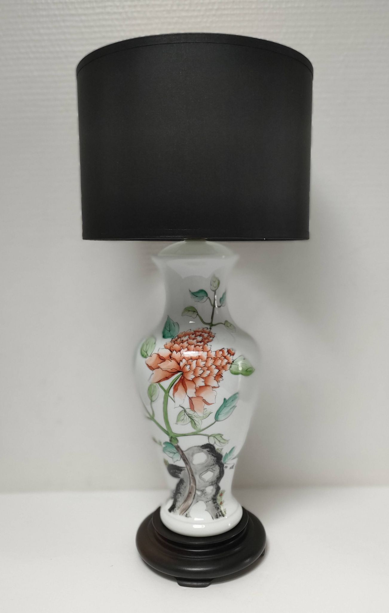 pied de lampe décor pivoine vintage