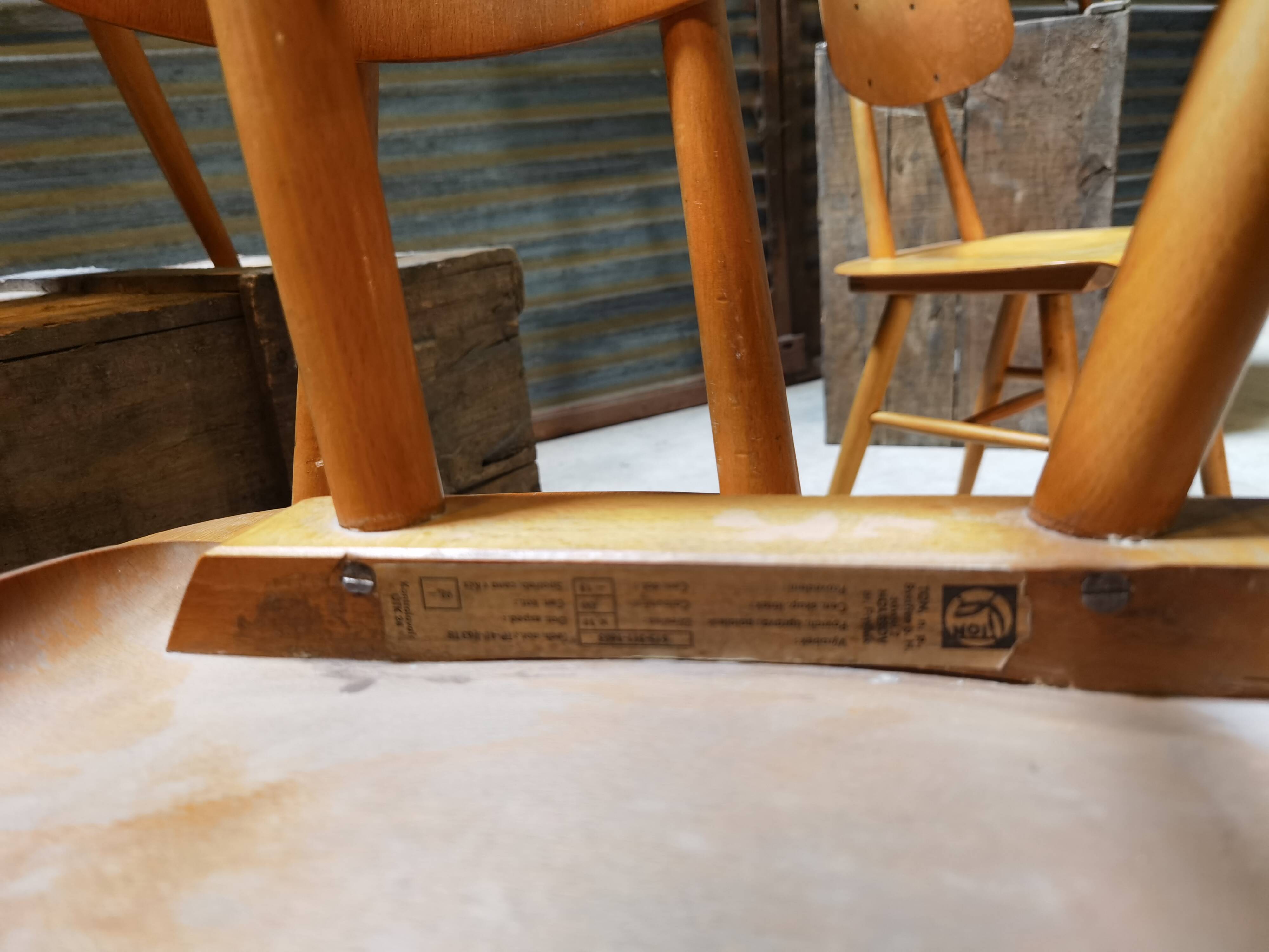Set of 5 all-wood chairs published by Ton 1960