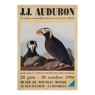 Affiche d'exposition d'art vintage originale française de JJ Audubon « Birds of America »