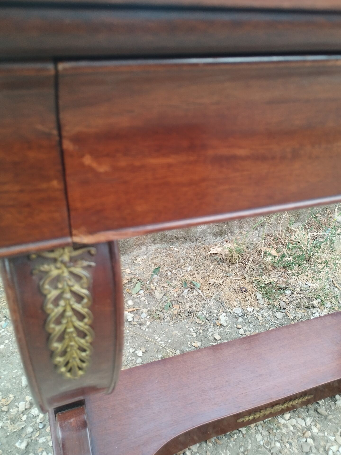 Console ancienne style louis xvi plateau bois