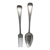 Antique Dutch Silver Fork And Spoon From Kempen, early 1900s