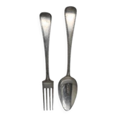 Antique Dutch Silver Fork And Spoon From Kempen, early 1900s