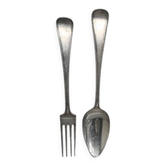 Antique Dutch Silver Fork And Spoon From Kempen, early 1900s