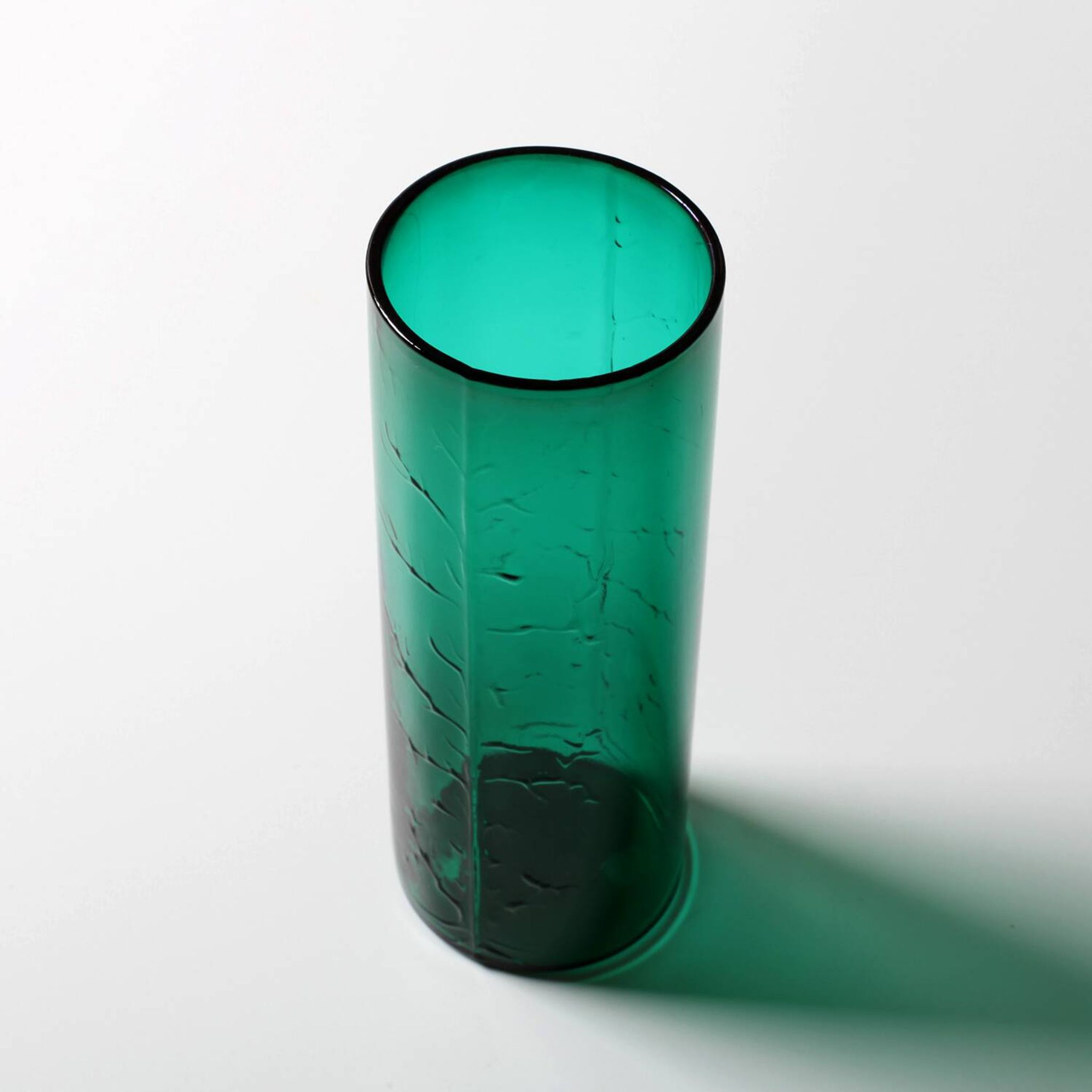 Green Mid-century Glass Vase Ek with Plant Pattern / Björkshults Glasbruk