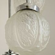french art deco light in chrome with 3 floral opaque glass shades