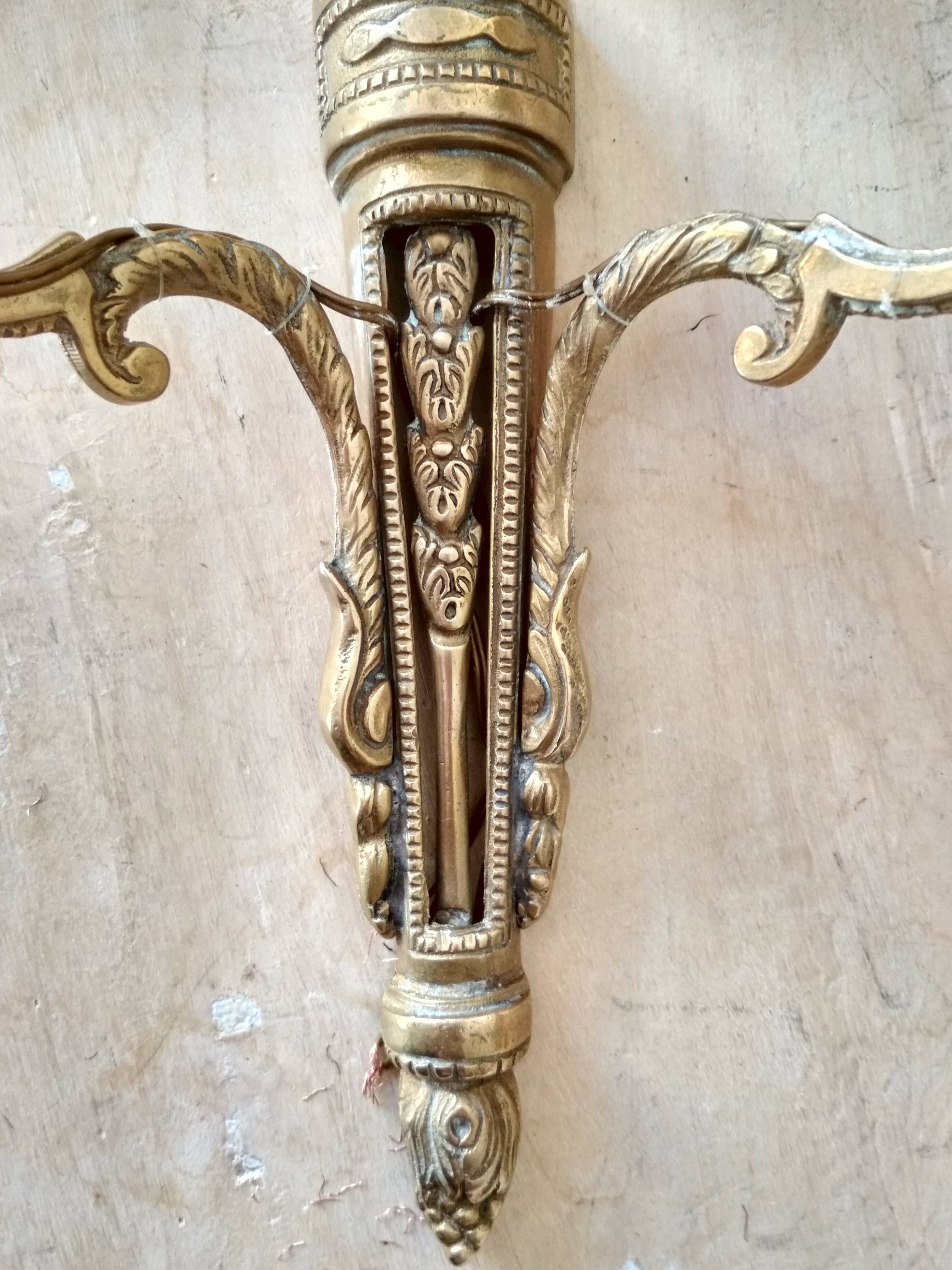Old Wall Sconce bronze two torches style Napoleon III