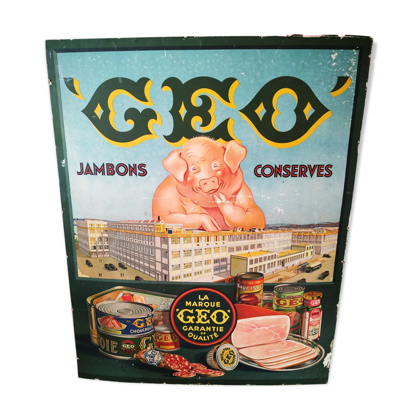 Affiche publicitaire conserverie - charcuterie Géo