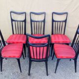6 black lacquered chairs from the 1950