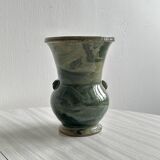 Green marbled ceramic vase