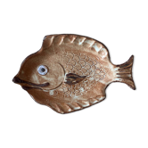 Plat décoratif en céramique forme poisson années 1970