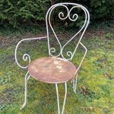 Pair of vintage wrought iron garden armchairs 60s