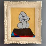 Serge reggiani, acrylic on canvas "maternity" signed (1922 - 2004)