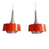 Paire de suspensions scandinaves en aluminium brossé, années 60