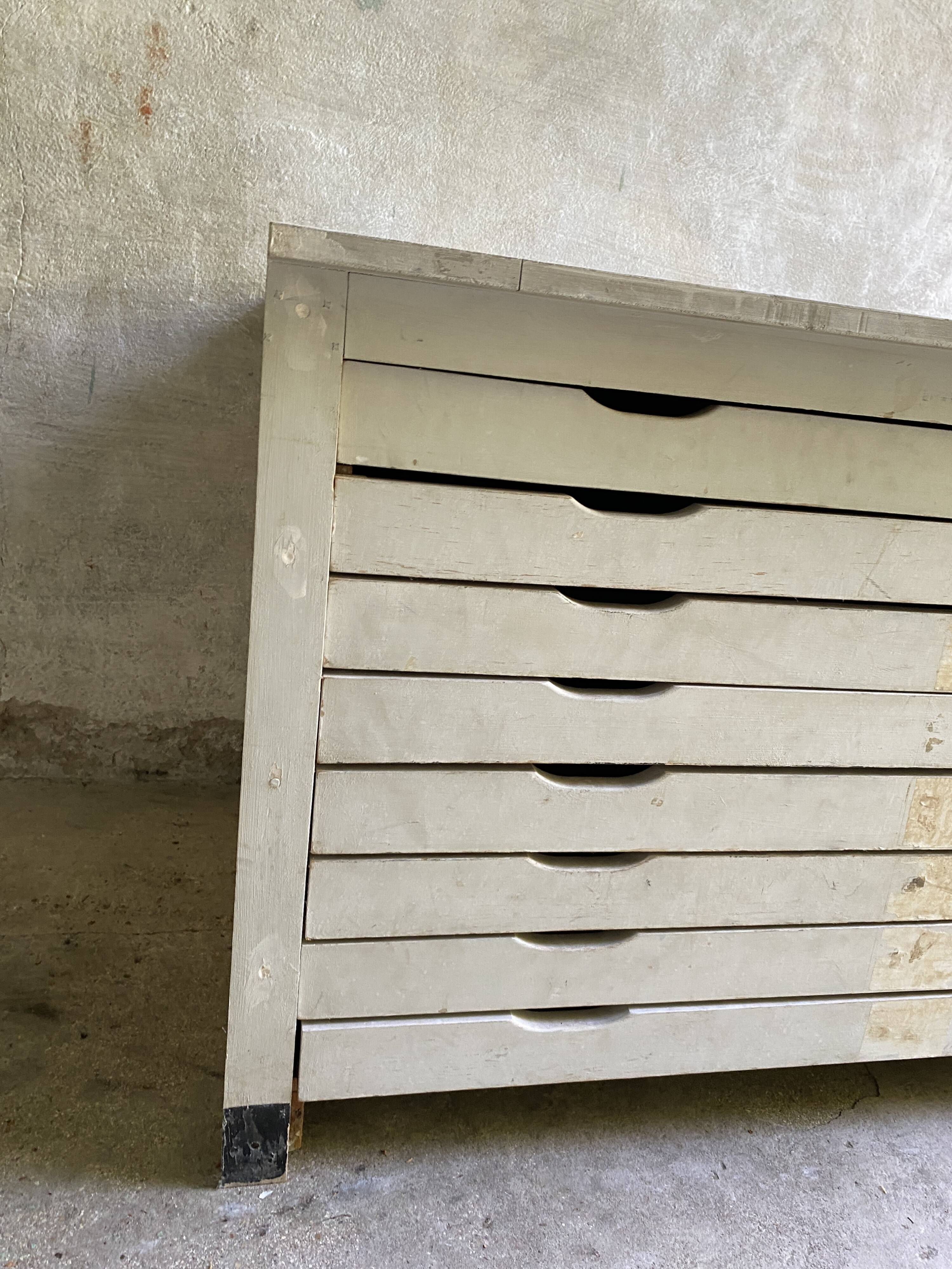 Map cabinet, vintage wooden architect's plan cabinet with 8 drawers