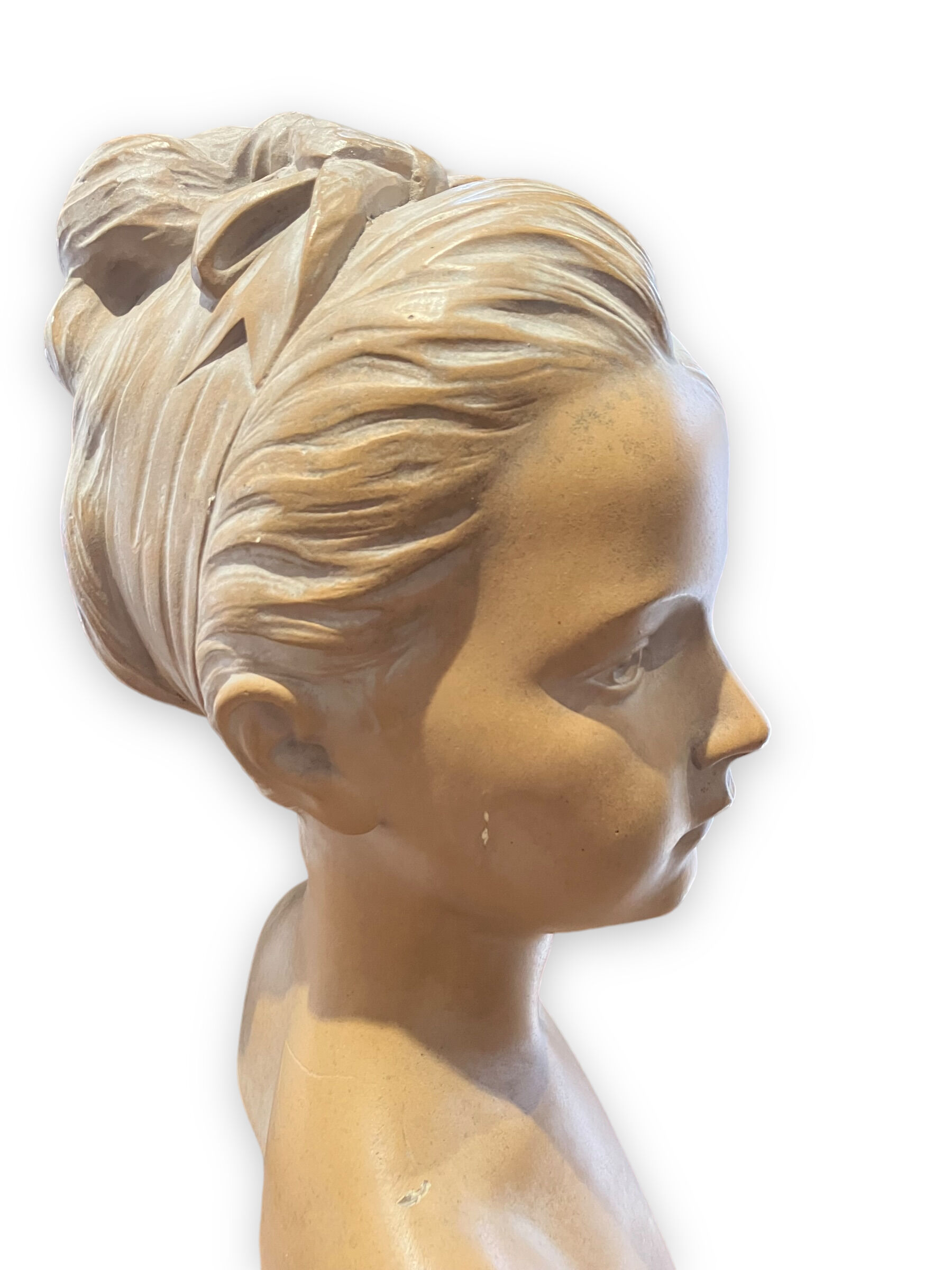 Bust of louise brongniart in patinated plaster after houdon