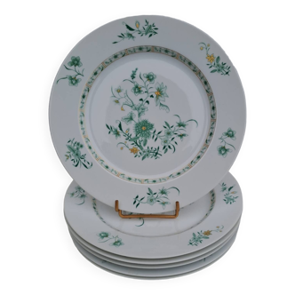 6 assiettes plates en porcelaine Bernardaud Limoges modèle Pékin