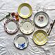 Set of 6 mismatched old earthenware flat plates Céranor Moulin des loups Digoin ACC-7187