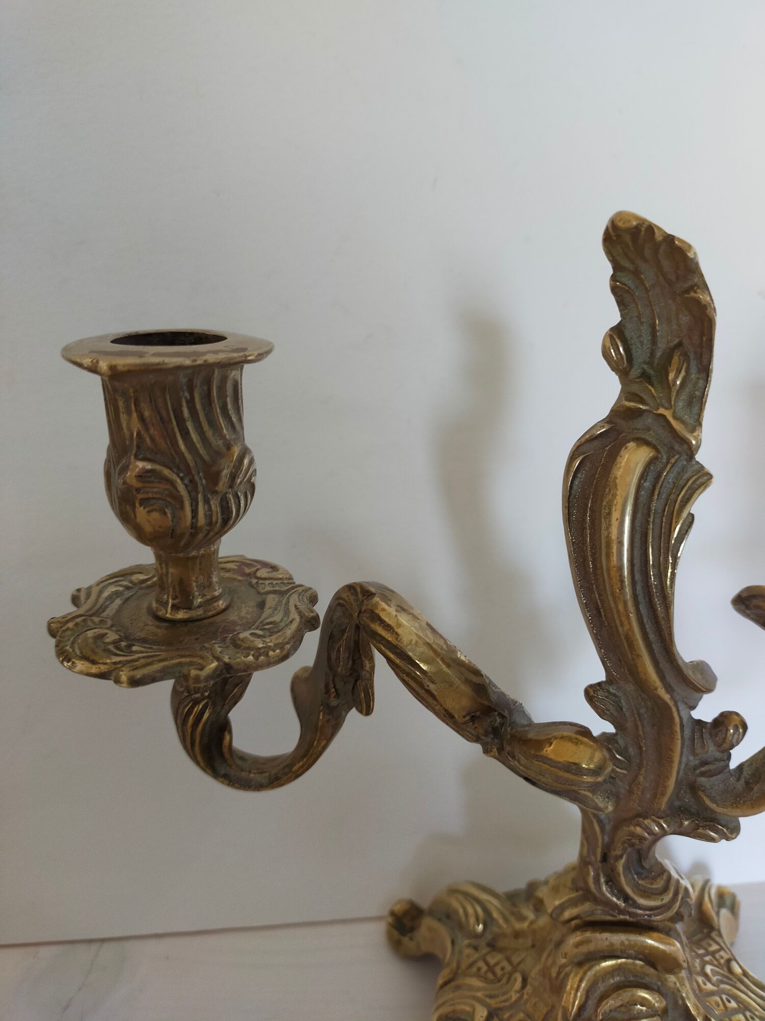 Pair of vintage brass 2-candle candelabra candlesticks