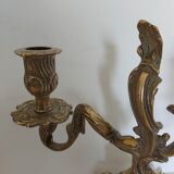 Paire de bougeoirs candélabres à poser 2 bougies en laiton vintage