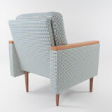 Cube armchair blue houndstooth