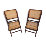 Pair of folding chairs caning