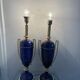 Giulia Mangani Table Lamps — Cobalt Porcelain & Brass, Pair 1990s
