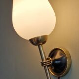 Pair of opaline and brass wall lights, 1950s