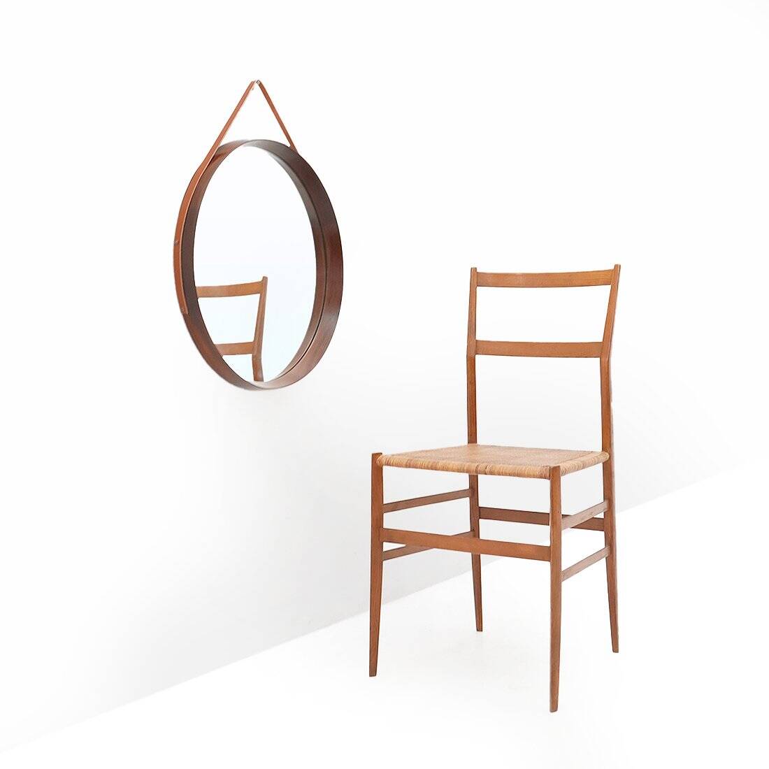 Round mirror with teak frame, 1960s