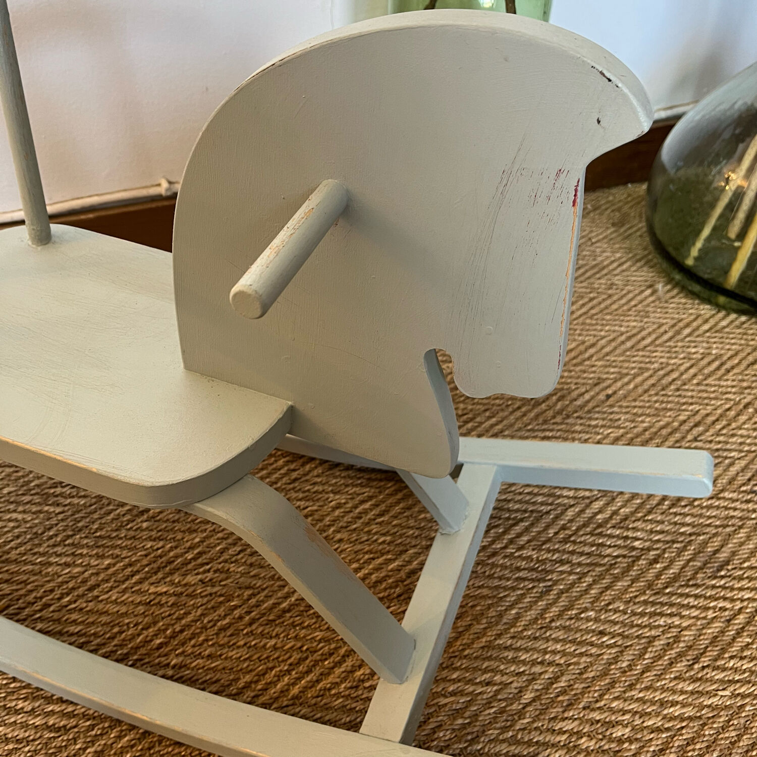 Vintage wooden rocking horse in its patina