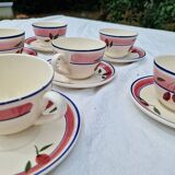 Set of 6 Antique Cups and Saucers