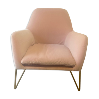 Armchair, pink velvet blush