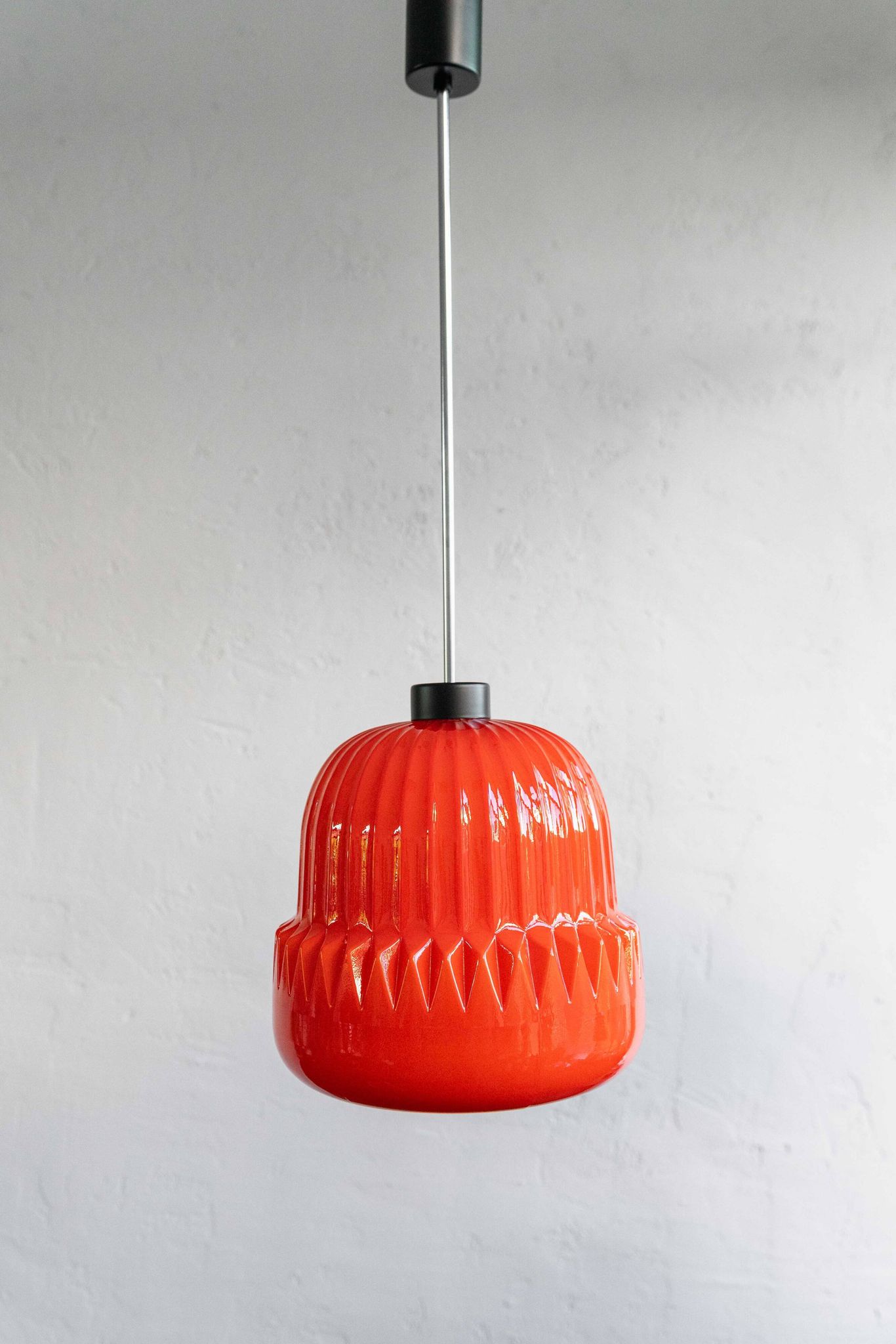 Vintage Czechoslovak Glass Hanging Lamp By Osvětlovací Sklo, 1970s
