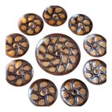 Vintage oyster service Salins earthenware France 9 plates and dish