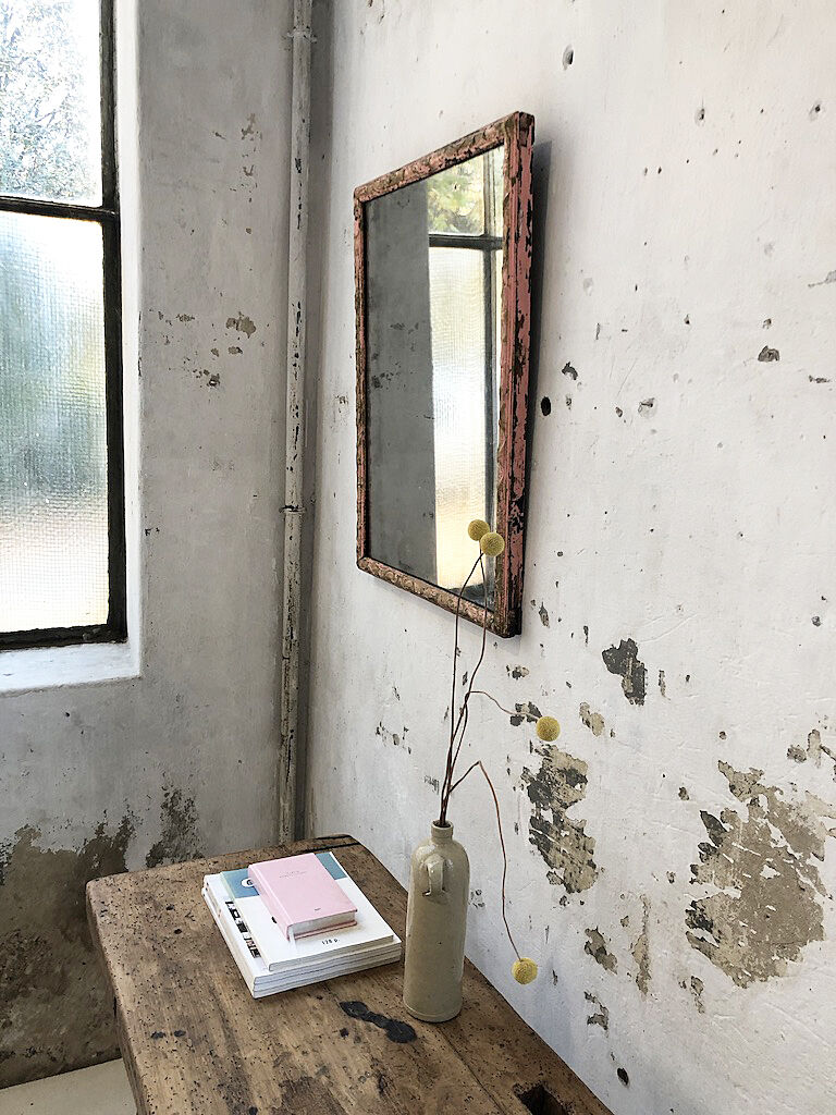 Pink patinated mirror 19th 54x70cm