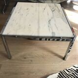 Table basse en marbre de Calacatta et structure  chromée circa 1975