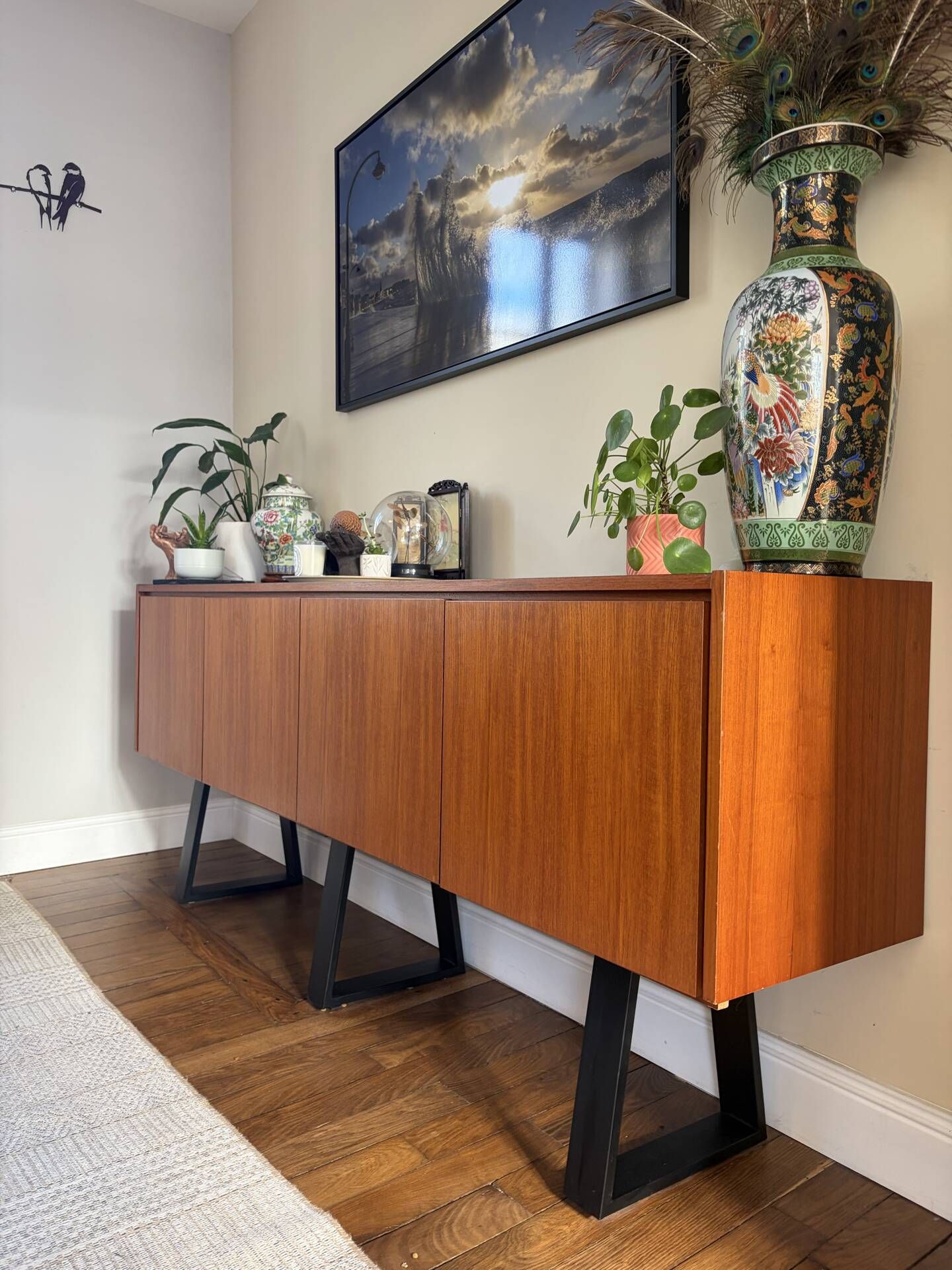 Vintage teak sideboard – Scandinavian style from the 60s/70s – 230 cm