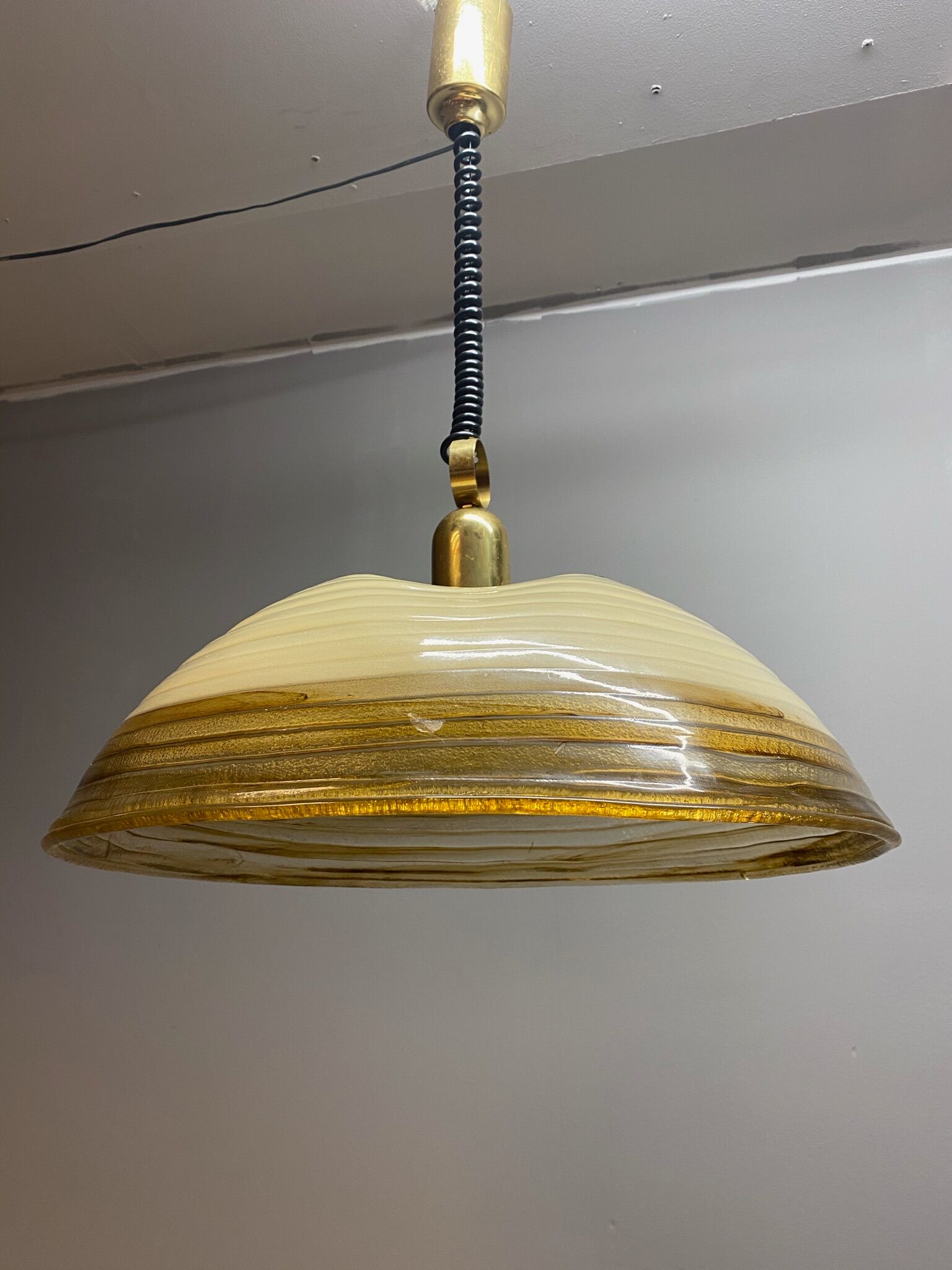 Duża okrągła lampa wisząca regulowana vintage italy 60'