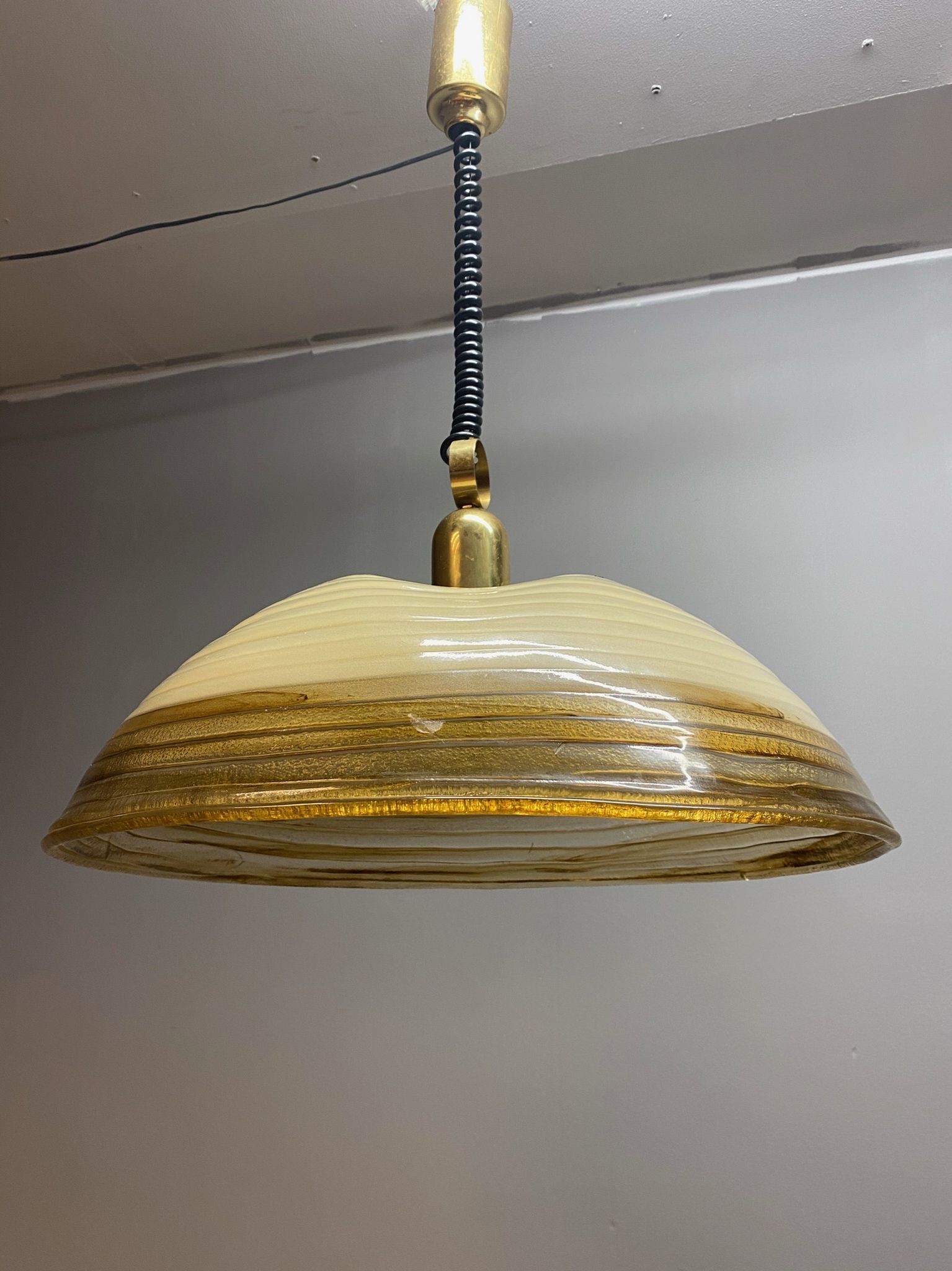 Duża okrągła lampa wisząca regulowana vintage italy 60'