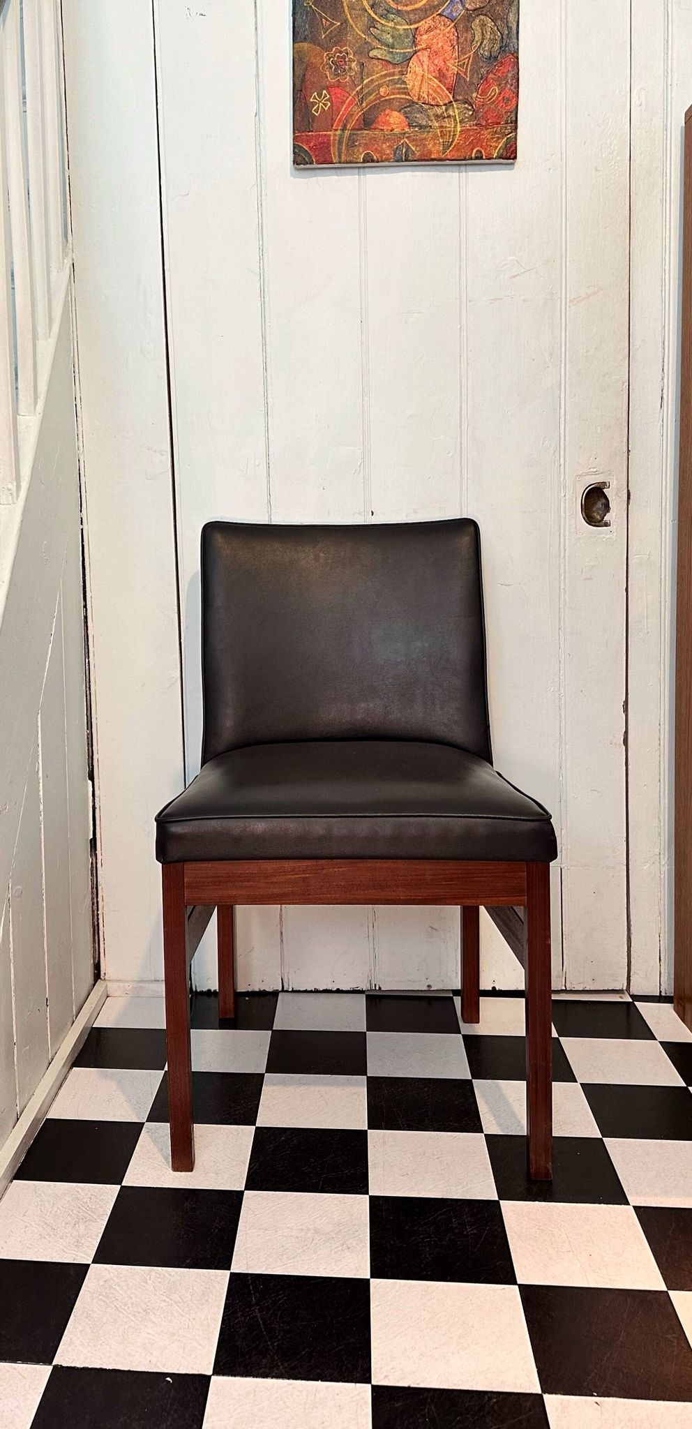 Mid-Century Teak and Vinyl Dining / Desk Chair by Vanson