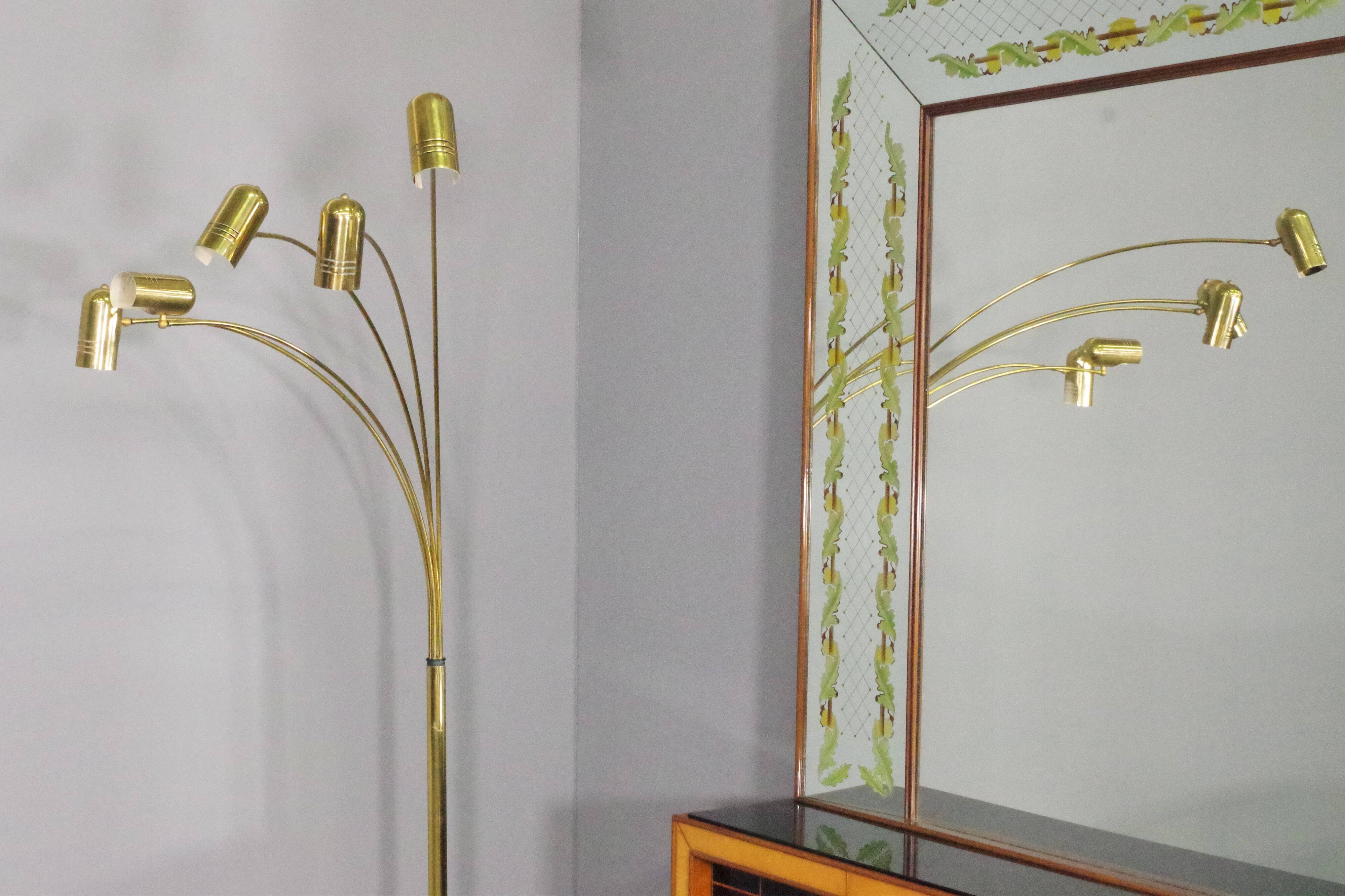 Brass floor chandelier, 70s