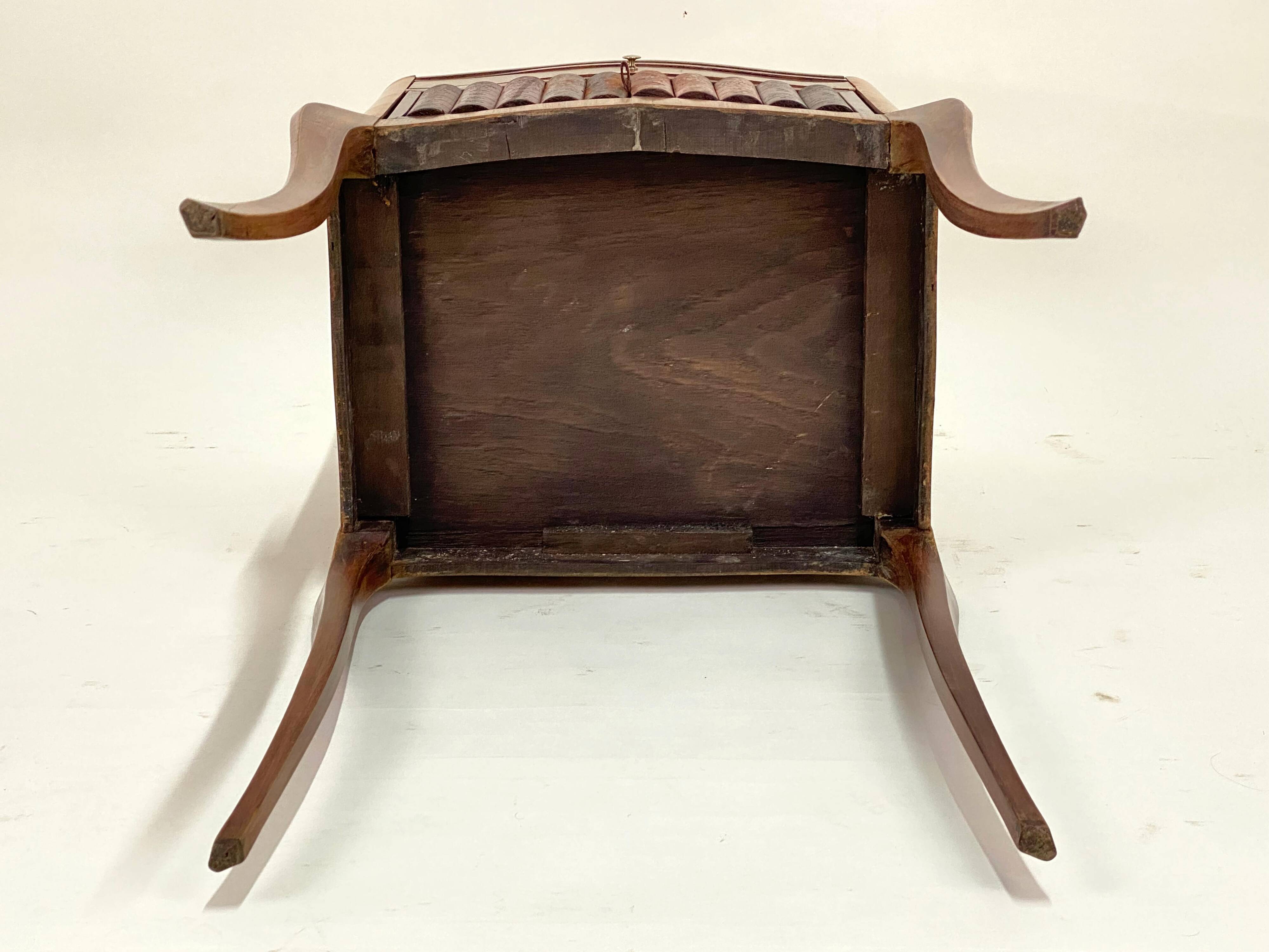 Antique Louis XV Style Bedside Table - Wood & Leather